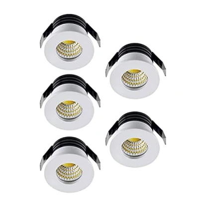 Image of WMLBK Pack of 5 * 3W LED Recessed Ceiling Light Downlights Spotlight,LED Small Cabinet Mini Spot Lamp Downlight Kit Fixture [Energy Class A+] (Warm Light)