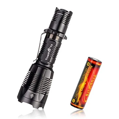 Image of TrustFire T4 LED Tactical Torch 1000 Lumens IPX8 Flashlight Professional Tac Light Black Bezel EDC Super Bright 18650 Flash for Home Hunting Camping Outdoors