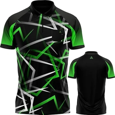 Image of Arraz Flare Dart Shirt, with Pocket Black &amp; Green, Medium (DS1872 M)