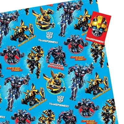 Image of Transformers Gift Wrapping Paper 2 Sheets And Tags TR055