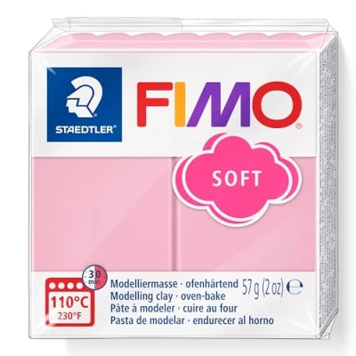 Image of STAEDTLER 8020 T21 FIMO Soft Oven Hardening Polymer Modelling Clay Strawberry Cream (1 x 57g Block)