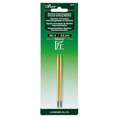 Image of Clover Takumi Bamboo Interchangeable Circular Knitting Needles Size 4/3.5mm, Other, Multicoloured, 3.27 x 8.98 22.95 cm