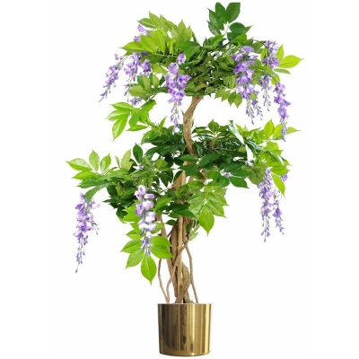 Image of Leaf Design UK Realistic Artificial Tree, Wisteria Gold, 110cm