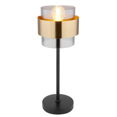 Image of Milley Cylindrical Table Lamp Matt Black Glass Shade 1x E27