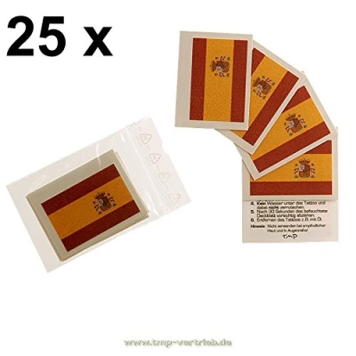 Image of 25 x Spain Flag Tattoo Fan Set European Championship 2021 Temporary Body (25)