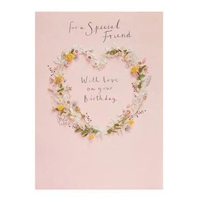 Image of UK Greetings Birthday Card For Her/Female/Friend With Envelope Floral Heart Design