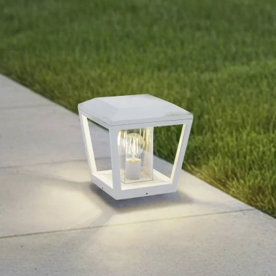 Image of Lucande pillar light Dunia, white, metal, 24cm, E27