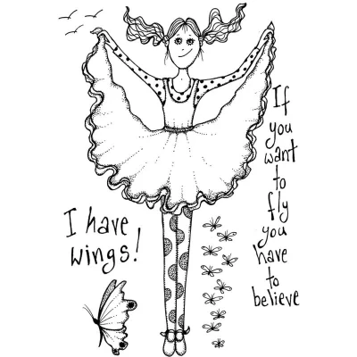 Image of Lindsay Mason Designs A6 I Can Fly Clear Stamp,