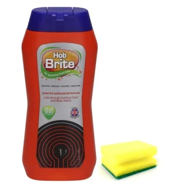 Image of Hob Brite Cleaner Lemon Sherbet (250 ML), Original Ceramic, Electric, Halogen and Induction Cream with Degreaser Sponge Packaging May Vary
