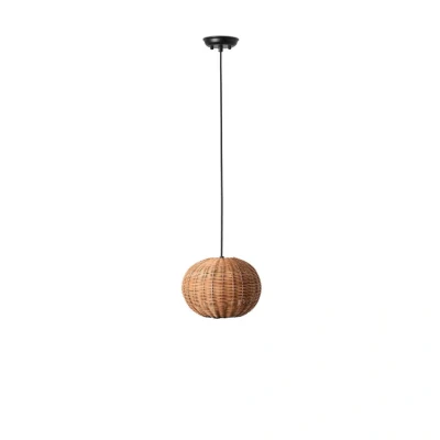 Image of Haka Black, Rattan Globe Pendant Lamp 25cm 2700K