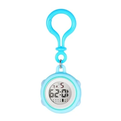 Image of JewelryWe Digital Clip On Watch: Silicone Cover Carabiner Watches Backpack Buckle Belt Fob Watch for Rock Climbing Doctors Nurses Chefs Students