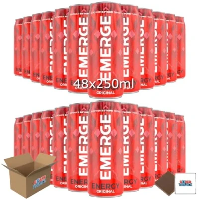 Image of Emerge Energy Drink 48 X 250ml, Mixed Fruit Flavour, High Caffeine Content Boxed Treatz