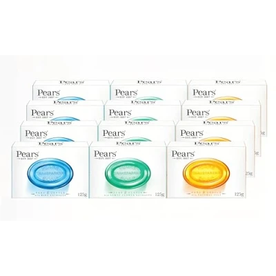 Image of Pears Pure &amp; Gentle Transparent Soap Bar with Natural Oils 125g (Pack of 4) Mint Extracts Lemon Flower