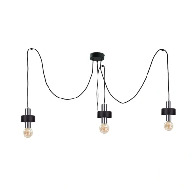 Image of Unica Cluster Pendant Ceiling Light Black, Silver, 3x E27