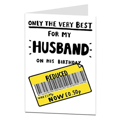 Image of LimaLima The Very Best Funny Birthday Card For Husband Men From Wife Perfect 30th 40th 50th 60th