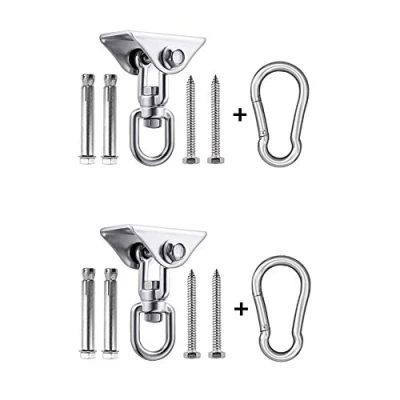 Image of HOMPER 2PCS Heavy Duty Swing Hangers 450KG Capacity SUS304 Stainless Steel 360 Rotate Hammock Chair Hanging Kit Suspension Hooks Yoga Sandbag Sets