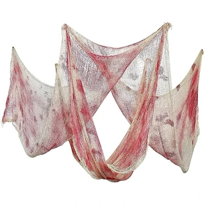 Image of 3Pcs Blood Stained Tablecloth Gauze Printed Design for Spine Tingling Scene Parties Decor Durable Fabric Indoor Outdoor Use 152cm x 213cm Embrace the Spirit of Season