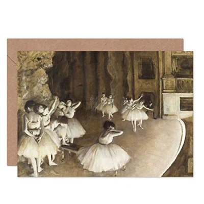 Image of Artery8 Edgar Degas Ballet Rehearsal On Stage Fine Art Greeting Card Plus Envelope Blank Inside