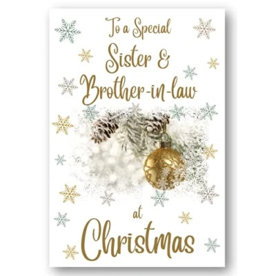 Image of Second Ave Sister &amp; Brother in Law Christmas Gold Bauble Xmas Holiday Festive Greetings Card