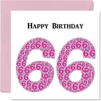 Image of Fun 66th Birthday Cards for Woman Shapecloud Happy Card Dad Mum Grandad Nanny Grandma Gran Uncle Auntie Cousin, 145mm x Greeting Cards,