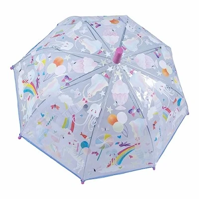 Image of Floss &amp; Rock Fantasy Transparent Color Changing Umbrella, 25.98 inch Height, Rainy days