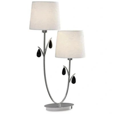 Image of Andrea Table Lamp 63cm, Polished Chrome, White Shades, Black Crystal Droplets