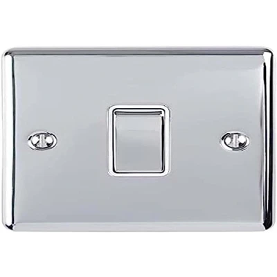 Image of Enhance Decorative 20A Switch Polished Chrome Finish With White Trim