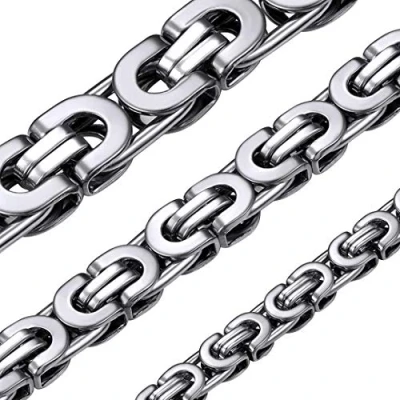 Image of Silver Byzantine Necklace Heavy Chain Men