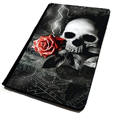 Image of Passport Cover/Holder. Skull, Rose, Lightning Design, Travel Protection. Goth, Metal, Emo