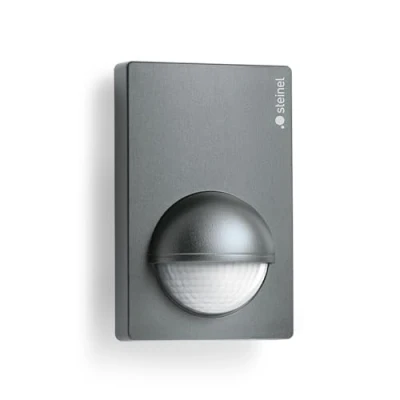 Image of Steinel Motion Sensor IS 180 2 Anthracite, PIR Detector, 12 m Reach, max. 1000 W for 6 LED Lights, Twilight Switch, Grey, 5.6 x 7.6 cm