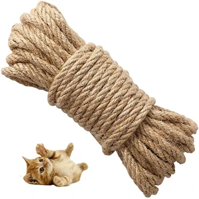 Image of Hemp Rope, 6mm (20 M/ 66 Feet) Thick Scratch Post Rope Strong Natural Jute Sisal for Cat Scratcher/Garden Bundling, Repair Tree