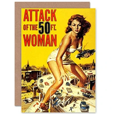 Image of Wee Blue Coo MOVIE FILM ATTACK FIFTY FOOT WOMAN SCI FI GIANTESS USA GREETINGS CARD