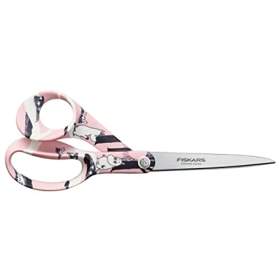 Image of Fiskars 21cm Moomin Right Handed Scissors General Purpose Craft Shears for Precision Cutting, Officially Licensed, Ideal Paper, Fabric, and More Pink Love