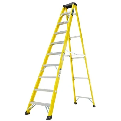 Image of TB Davies 1235 010 Trade Electrician Swingback Step Ladders, 10 Tread, GRP Fibreglass, Built in Tool Tray, 150kg Work Load, EN131