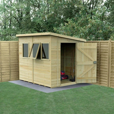 Image of 8&#039; x 6&#039; Forest Timberdale 25yr Guarantee Tongue &amp; Groove Pressure Treated Pent Shed â 3 Windows (2.5m 2m)