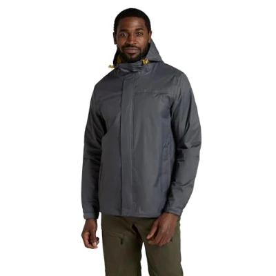 Image of Mountain Warehouse Torrent Mens Waterproof Rain Jacket &amp; Lightweight Raincoat with Taped Seams, Zipped Pockets For Autumn Winter Travelling Outdoors Grey L