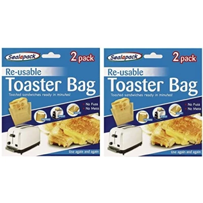 Image of Sealapack 2 x Reusable Toaster Bags 6 Pack, Over 600 Uses! Toastie Bags, Sandwich Toast