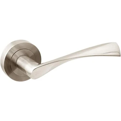 Image of Jdel Interior Door Handle Set, Passage Set with Rosette 50 mm, Satin Nickel