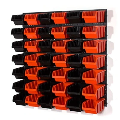Image of Set of 42 black/orange M size IN Box storage bins louvre