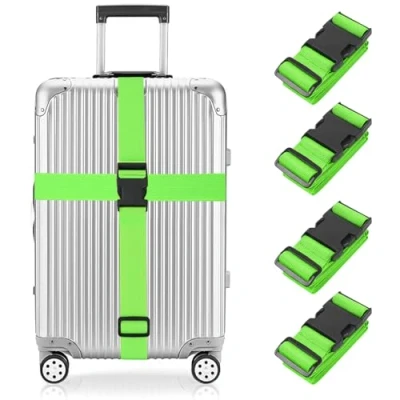 Image of Newthinking Luggage Straps for Suitcase 4 Pack, Heavy Duty Adjustable with Buckle, Belts Identifier Bands Travel Case, 3.8x200CM