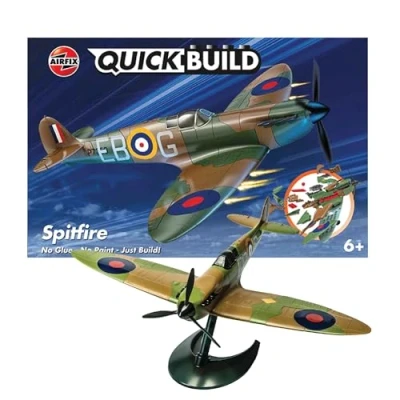 Image of Airfix QUICKBUILD Model Aircraft Kits J6000 Spitfire Building Kit for Kids 6+, Construction Plane Toys Boys &amp; Girls Fighter Jet Planes Toy Aeroplane Sets, Enthusiast Gifts