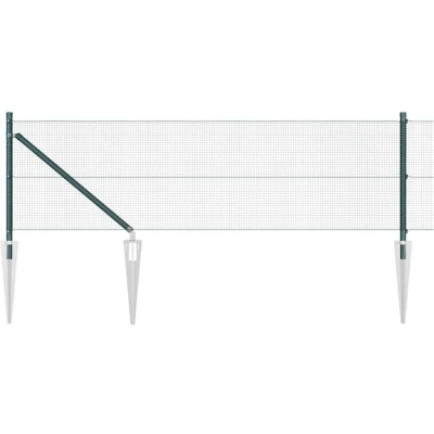 Image of vidaXL Fence Post Set of 2 Green Metal 10 x 0.5 m Durable