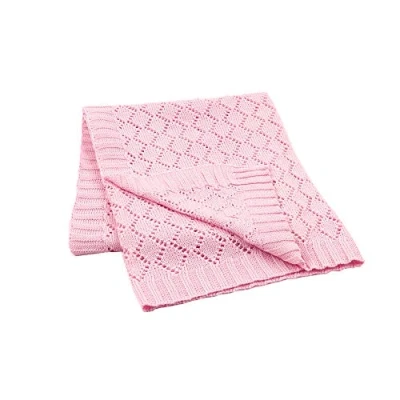 Image of Baby Soft Knit Pure Blanket for Boys and Girls, Odot Toddler Warm Swaddle Sleeping Square Throw Blankets Knitted Unisex Patterns Pram Cot Bed Textured Sleep (80x100cm,Pink)
