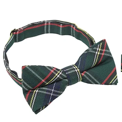 Image of DQT Mens Tartan Plaid Casual Formal Adjustable Pre Tied Bow Tie Green
