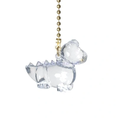 Image of Light Pull Chain Cord Gold Brass and Acrylic Clear Crystal Dinosaur with 80cm Matching