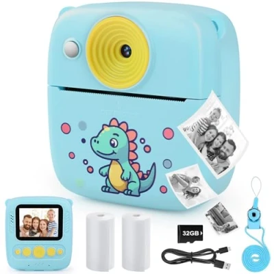 Image of Kids Camera Instant Print for Boys Girls, Christmas Birthday Gifts 3 4 5 6 7 8 9 Year Old 1080P Digital Toys Age 14