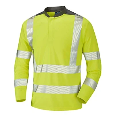 Image of Leo Workwear Watermouth ISO 20471 CL 3 Performance Sleeved T Shirt Hi vis YellowXL