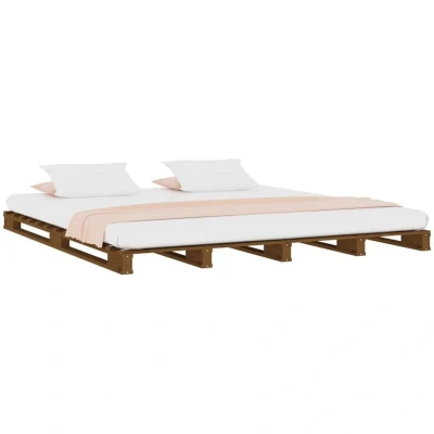 Image of vidaXL Pallet Bed without Mattress Honey Brown 120x200 cm Solid Wood