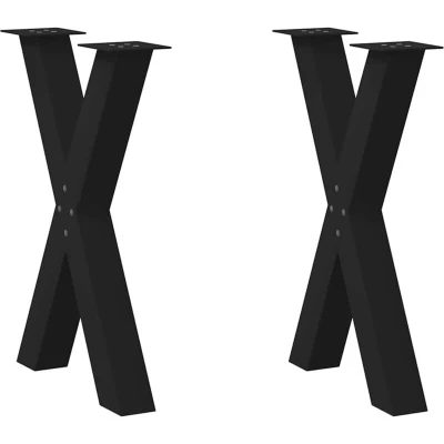 Image of vidaXL Dining Table Legs X Shaped Steel Supports for Home Adjustable Feet Black 60x72 73cm Easy Assembly