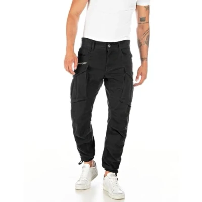 Image of Replay men&#039;s cargo trousers Joe regular fit made of comfort cotton, black (Black 098), 34W / 32L